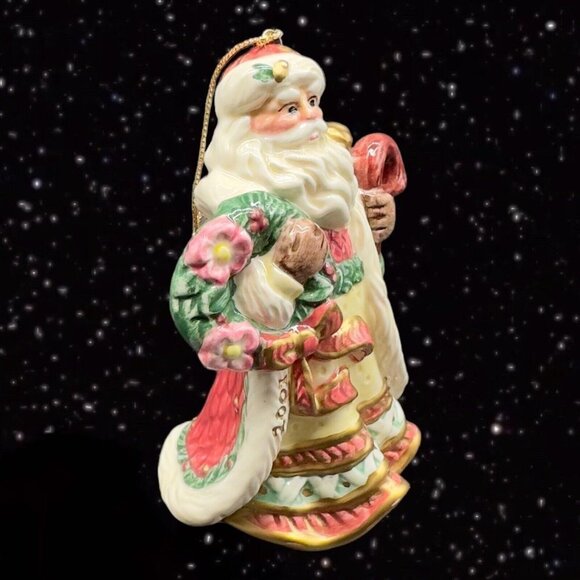 Fitz and Floyd Santa Ornament Ceramic Painted Small Figurine 4”T 2.5”W - Picture 2 of 8